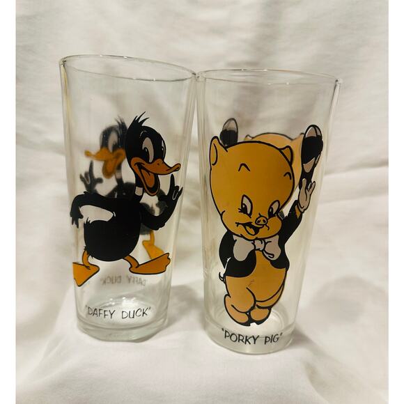 1973 Pepsi Collector Series Warner Bros Looney Tunes Glass Daffy Duck Porky Pig - Picture 1 of 7
